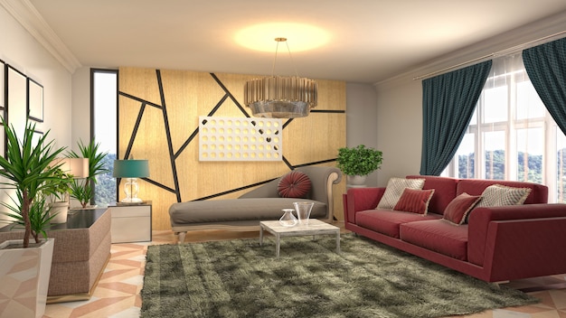 Illustration of the living room interior