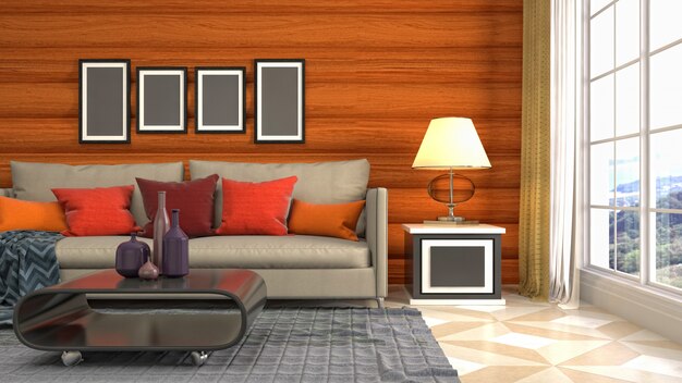 Illustration of the living room interior