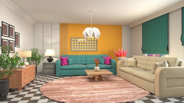 Illustration of the living room interior