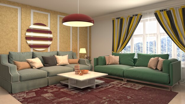 Illustration of the living room interior