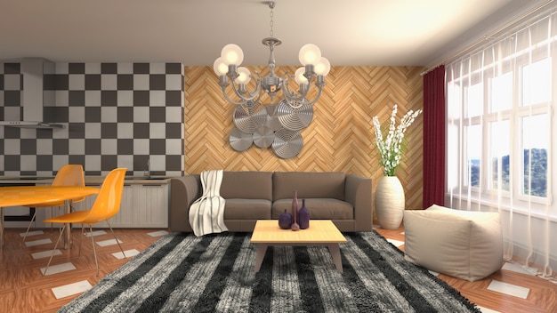 Illustration of the living room interior