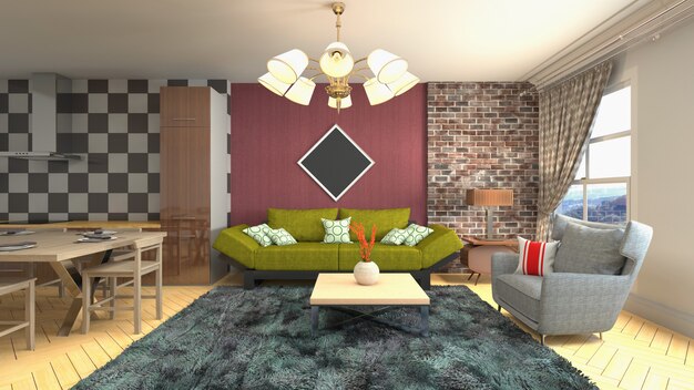 Illustration of the living room interior