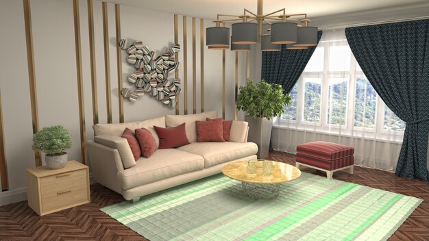 Illustration of the living room interior