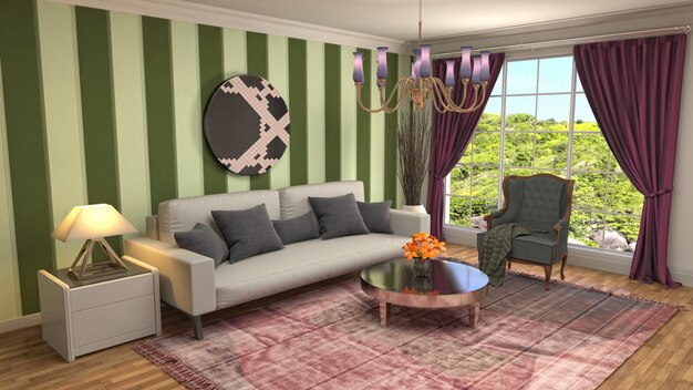 Illustration of the living room interior