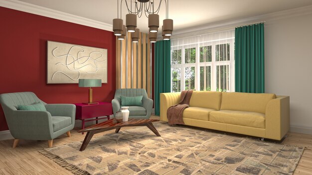 Illustration of the living room interior