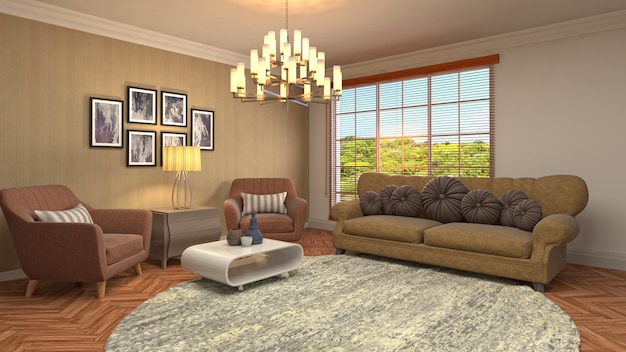 Illustration of the living room interior