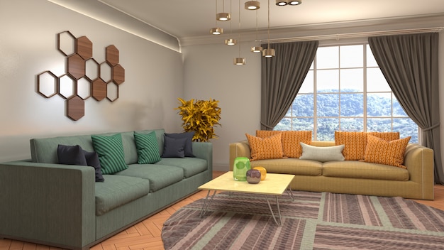 Illustration of the living room interior