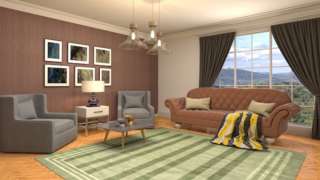 Illustration of the living room interior