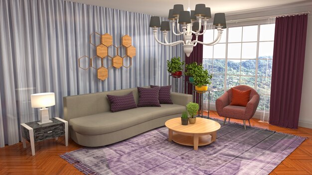 Illustration of the living room interior