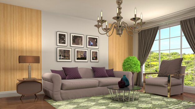 Illustration of the living room interior