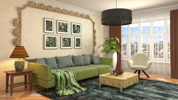 Illustration of the living room interior