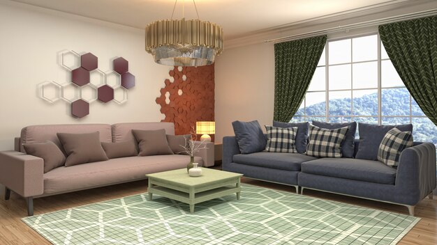 Illustration of the living room interior