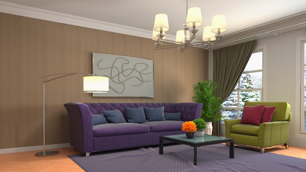 Illustration of the living room interior