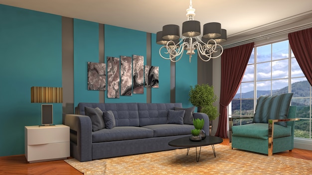 Illustration of the living room interior