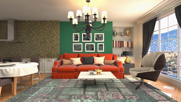 Illustration of the living room interior