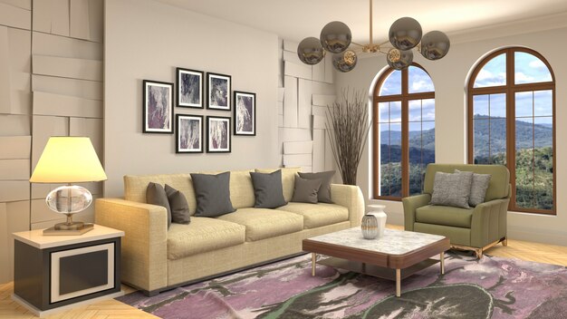 Illustration of the living room interior