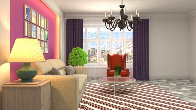 Illustration of the living room interior