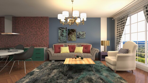 Illustration of the living room interior