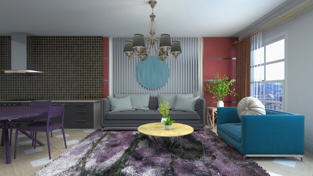 Illustration of the living room interior