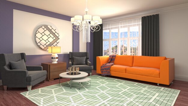 Illustration of the living room interior