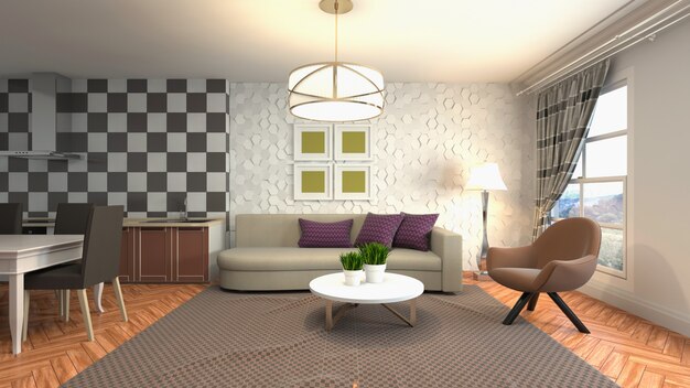 Illustration of the living room interior