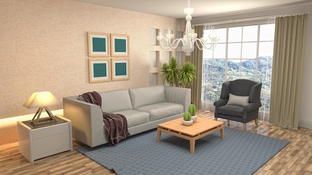 Illustration of the living room interior