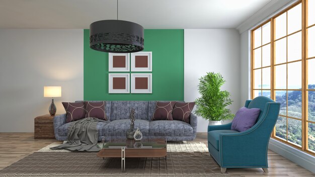 Illustration of the living room interior