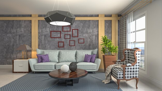 Illustration of the living room interior