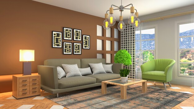 Illustration of the living room interior