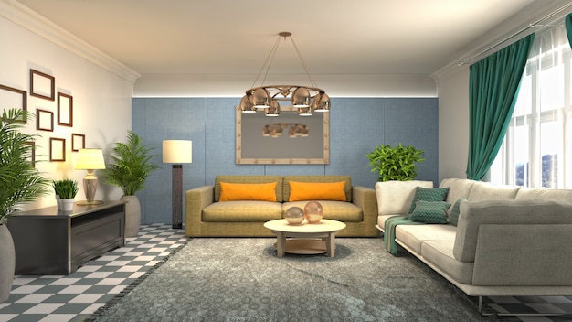 Illustration of the living room interior