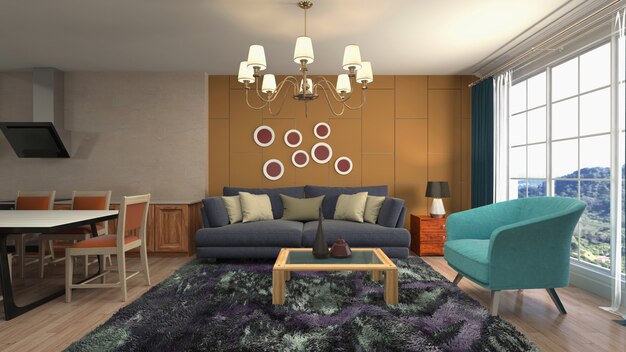 Illustration of the living room interior