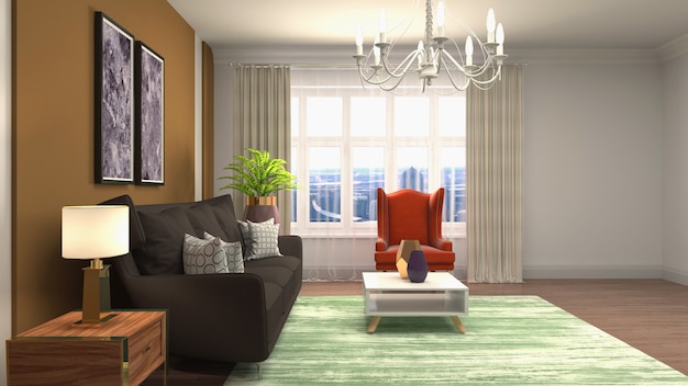 Illustration of the living room interior