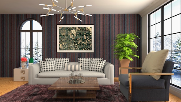 Illustration of the living room interior