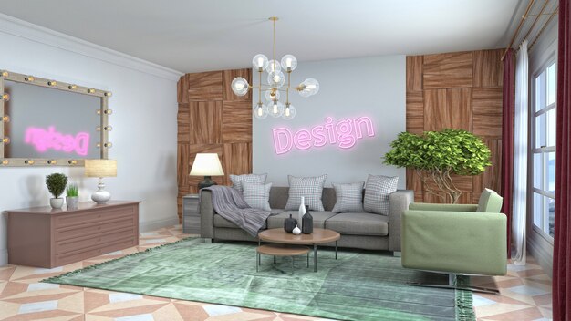 Illustration of the living room interior