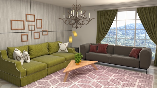 Illustration of the living room interior