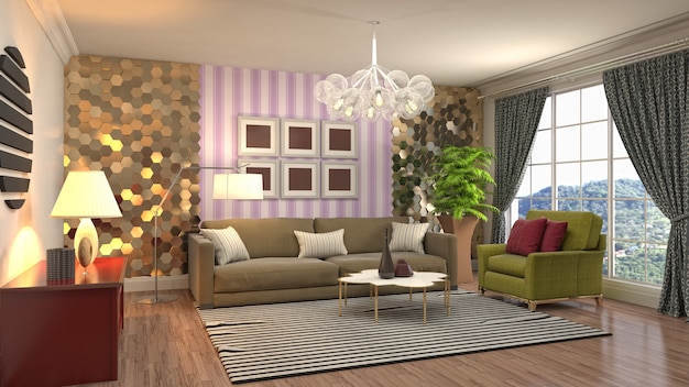 Illustration of the living room interior