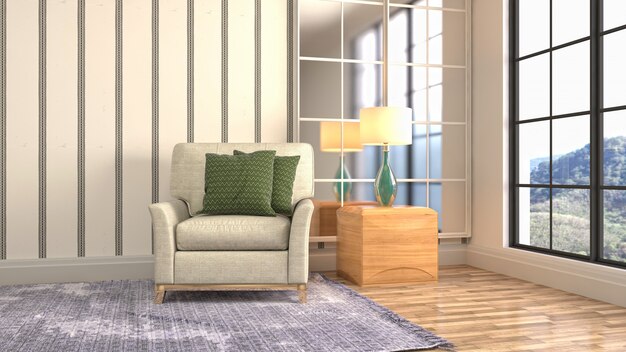 Illustration of the living room interior