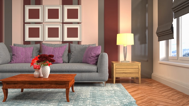 Illustration of the living room interior