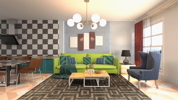 Illustration of the living room interior