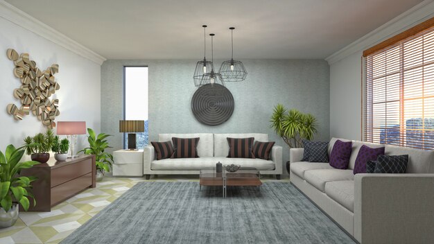 Illustration of the living room interior