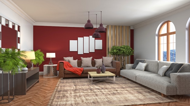 Illustration of the living room interior