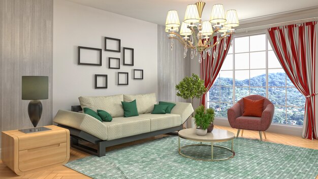 Illustration of the living room interior