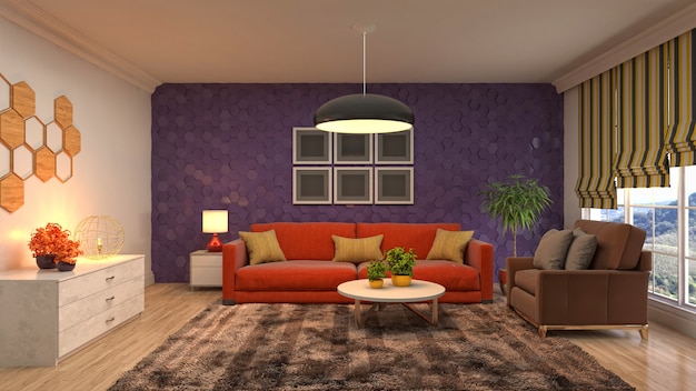 Illustration of the living room interior