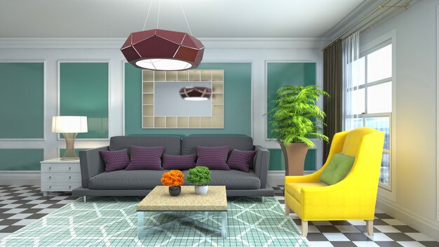 Illustration of the living room interior