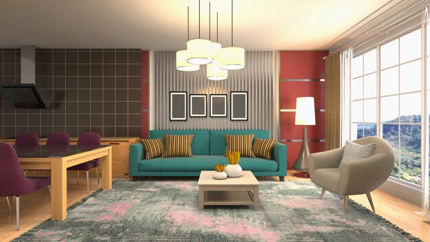 Illustration of the living room interior