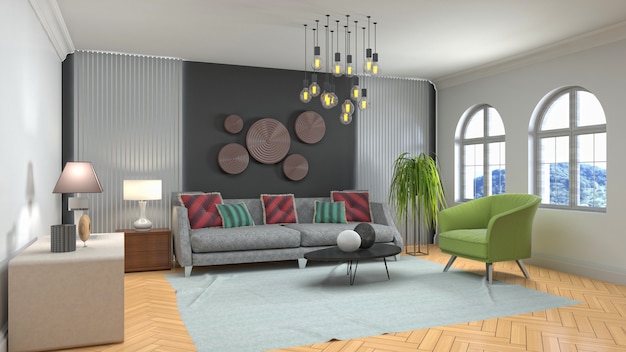 Illustration of the living room interior