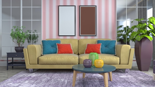 Illustration of the living room interior