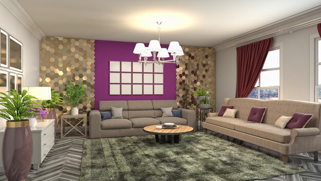 Illustration of the living room interior