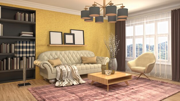 Illustration of the living room interior