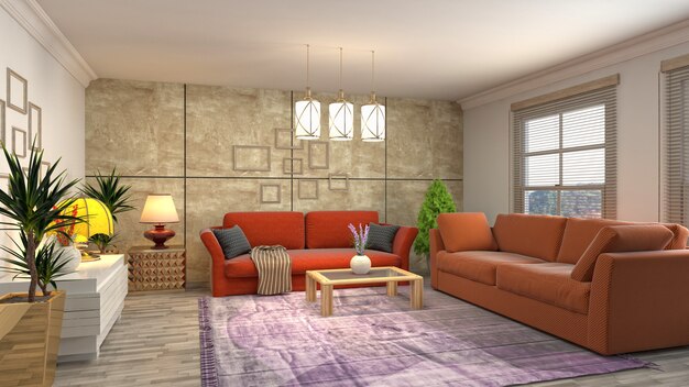 Illustration of the living room interior